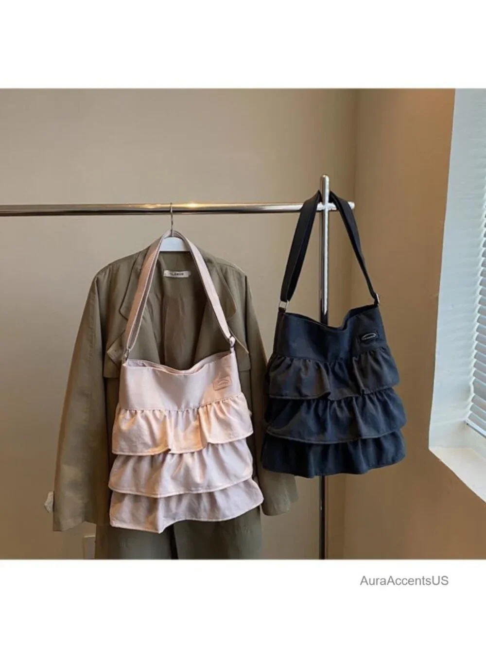 Canvas Slouchy Ruched Hobo Bag - Y2k Ruffle Fairycore Aesthetic Crossbody Tote